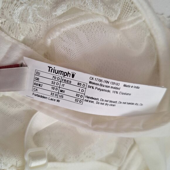 Triumph Forbidden Lace Ivory Bra 32D NWT - Picture 4 of 6